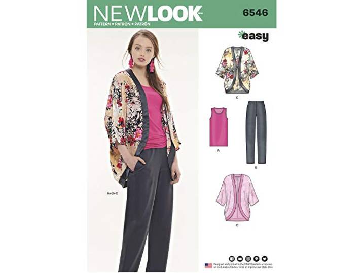 New look UN6546ANew Look Patroon 6546 Misses' SeperatesA (XS-S-M-L-XL), Papier, Wit