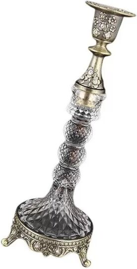 INF Eleganter Chrysanthemen-Kerzenhalter - Zinklegierung Einzelkopf-Kerzenständer für Heimdeko Bronze
