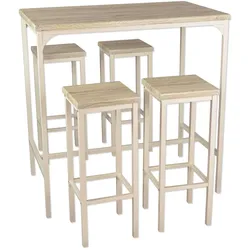 Set aus rechteckigem STEHTISCH 110x66xH110cm und 4 HOCKERN Beige Eiche Mod. RICCIONE von Yelloo
