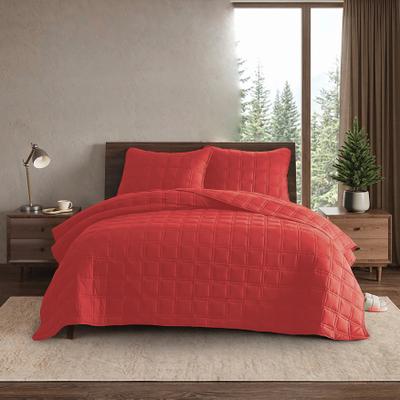 Duncan 3-Pc Quilt Set by Brylane Home in Red (Size TWIN)