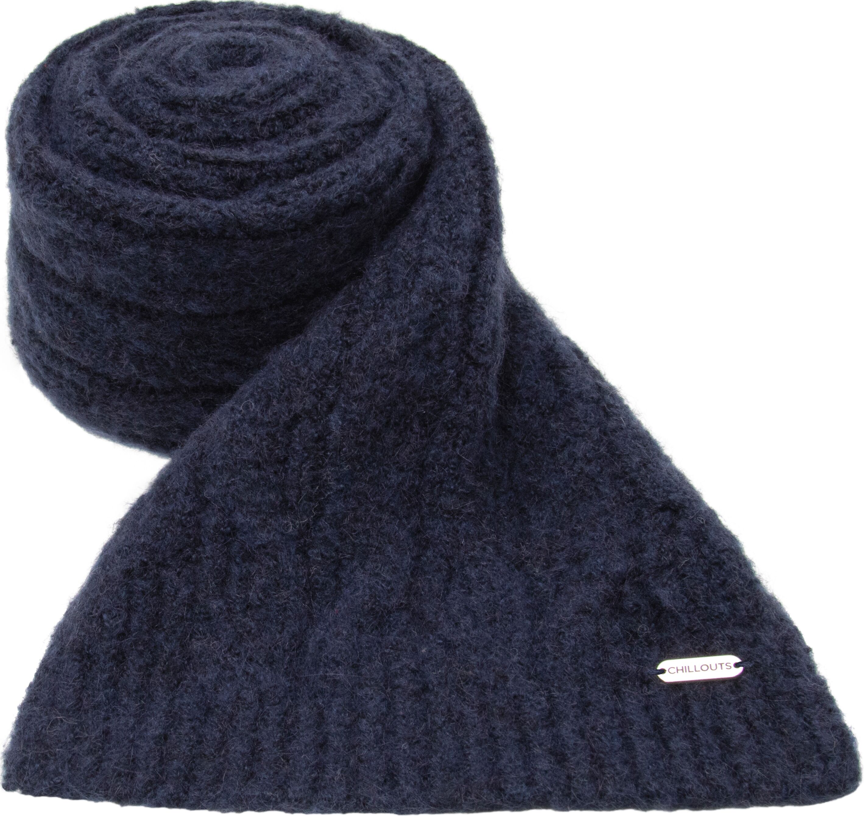 Strickschal CHILLOUTS "Giralda Scarf", Damen, blau (navy), Feinstrick, Materialmix, Modetücher Strickschal, mit eleganter Struktur & angenehmer Länge navy Einheitsgröße