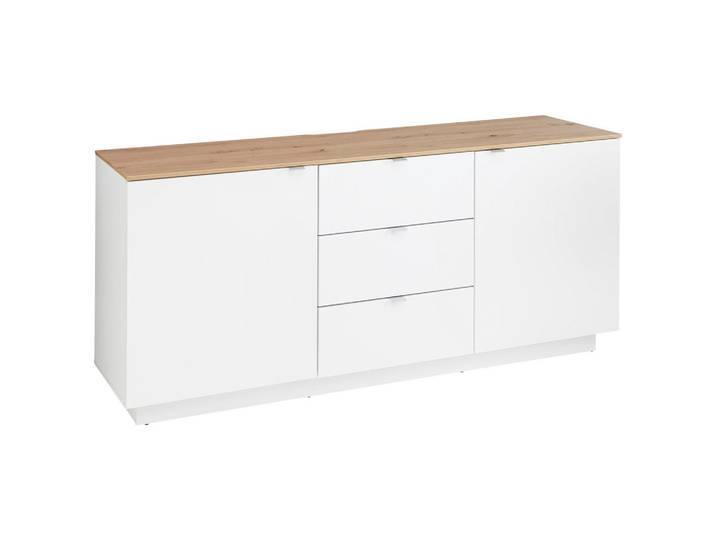 Mid.you Lowboard Lahore, Weiß, Eiche Artisan, 3 Fächer, 3 Schublade(n) Schubladen, 180x77x44 cm, Wohnzimmer, TV Möbel, Lowboards