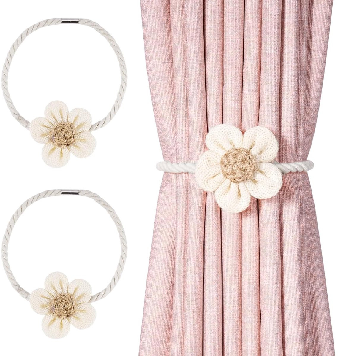 Magnetische Gordijnhouders - Elegante Boho Decoratie - 2 Stuks - Beige