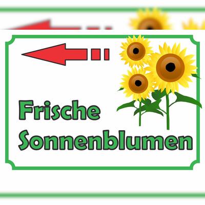 HB-Druck Sonnenblumen Verkaufsschild mit Pfeil links Hofladen Verkaufsförderung A4 (210x297mm)