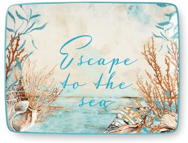 "Certified International Escape to the Sea Rectangular Platter 16"" x 12"" - 16.00""L x 12.00""W x 1.25""H"