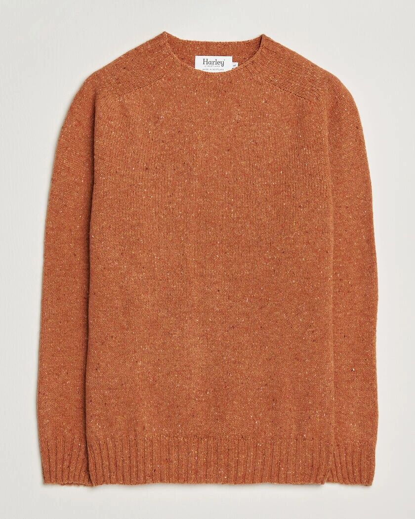 Harley Of Scotland Donegal Wool Crewneck Orange