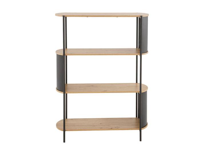 Calicosy Regal mit 4 Ebenen in Holzoptik und schwarzen Metallseiten, Apfelbaumfarben, Holzwerkstoff, 34x133.5x100 cm, Wohnzimmer, Regal, Bücherregale
