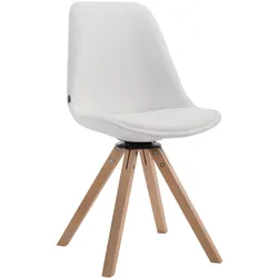 Décoshop26 - Moderner drehbarer Esszimmerstuhl (1 Stück) weißer PVC-Sitz helle Holzbeine 10_0003326