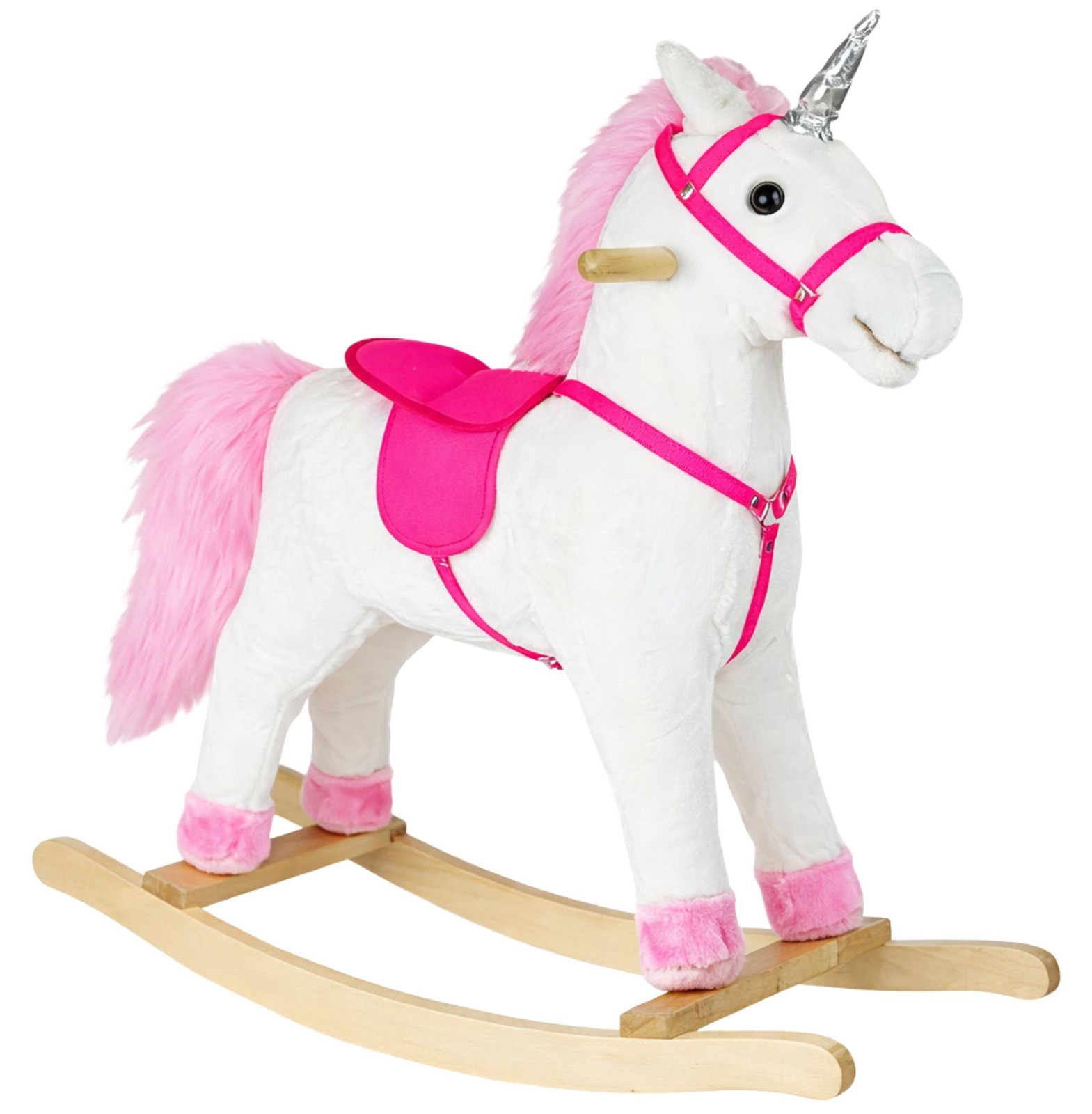 Lean Toys Rennend Wit Eenhoorn Speelgoed met Geluid en Bewegende Snuit en Staart 74 cm