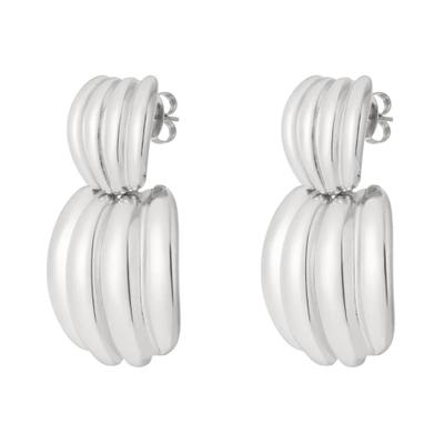 Paar Ohrhänger ADELIA´S "Ohrringe Ohrhänger mit gerillter, voluminöser Form", Damen, Gr. Damen, Edelstahl, silber (silberfarben), Ohrringe, Modeschmuck, stylisch mit markant gerillter Form