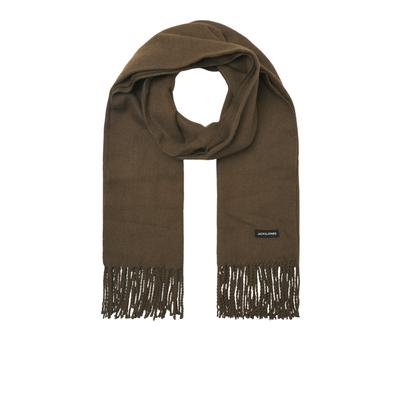 Strickschal JACK & JONES "JACSOLID WOVEN SCARF NOOS", Herren, braun (cocoa), Strick, Kunstfaser, unifarben, Modetücher, Kunstfaser, mit Fransen