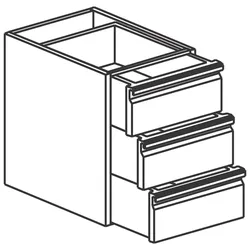 Virtus Schubladeneinheit mit 3 Laden, 400x540 mm (Z/MDC364)