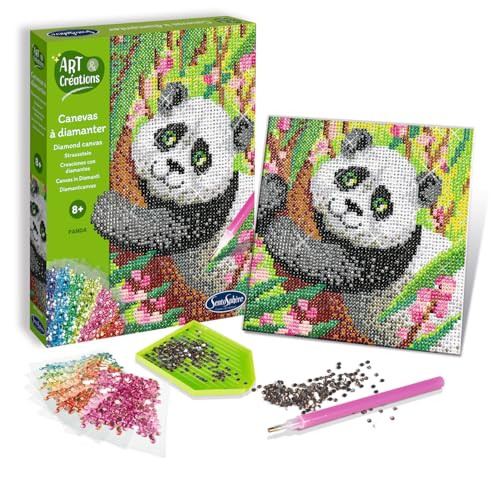 Sentosphère Diamond Painting Canvas Panda met Strasssteentjes voor kinderen vanaf 8 jaar