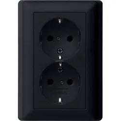Gira Schuko-Steckdose 2-fach schwarz mit Vollplatte 0783005