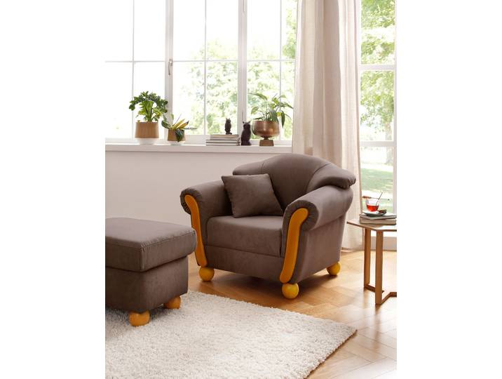 Sessel HOME AFFAIRE Milano, Loungesessel, bequem, Federkern, Breite 103cm , braun, B:103cm H:83cm T:81cm, Sessel, Sessel, hoher Sitzkomfort mit Federkernpolsterung, incl. Zierkissen