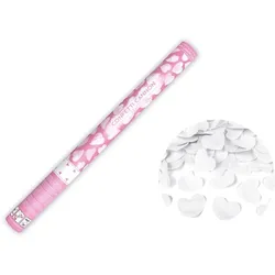 PartyDeco Konfettikanone mit Herzen, weiß, 60cm