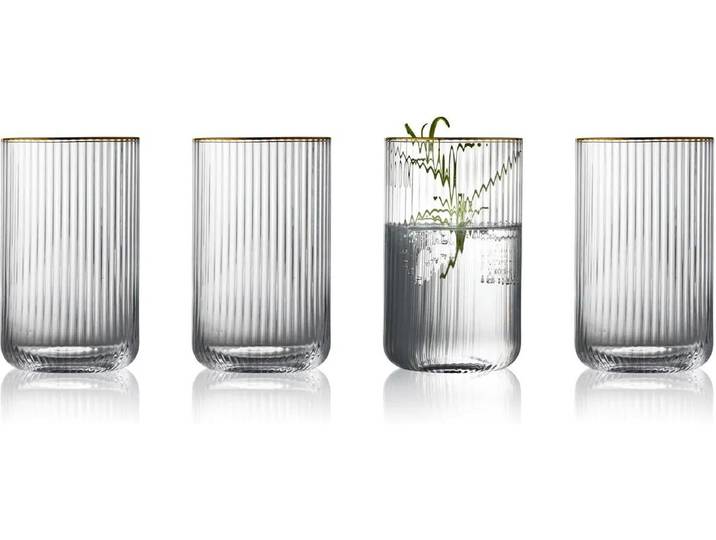 Glas Lyngby Palermo Gold 50 cl, 4 Stück , transparent, H:13cm, Glas, Trinkgefässe, Glas