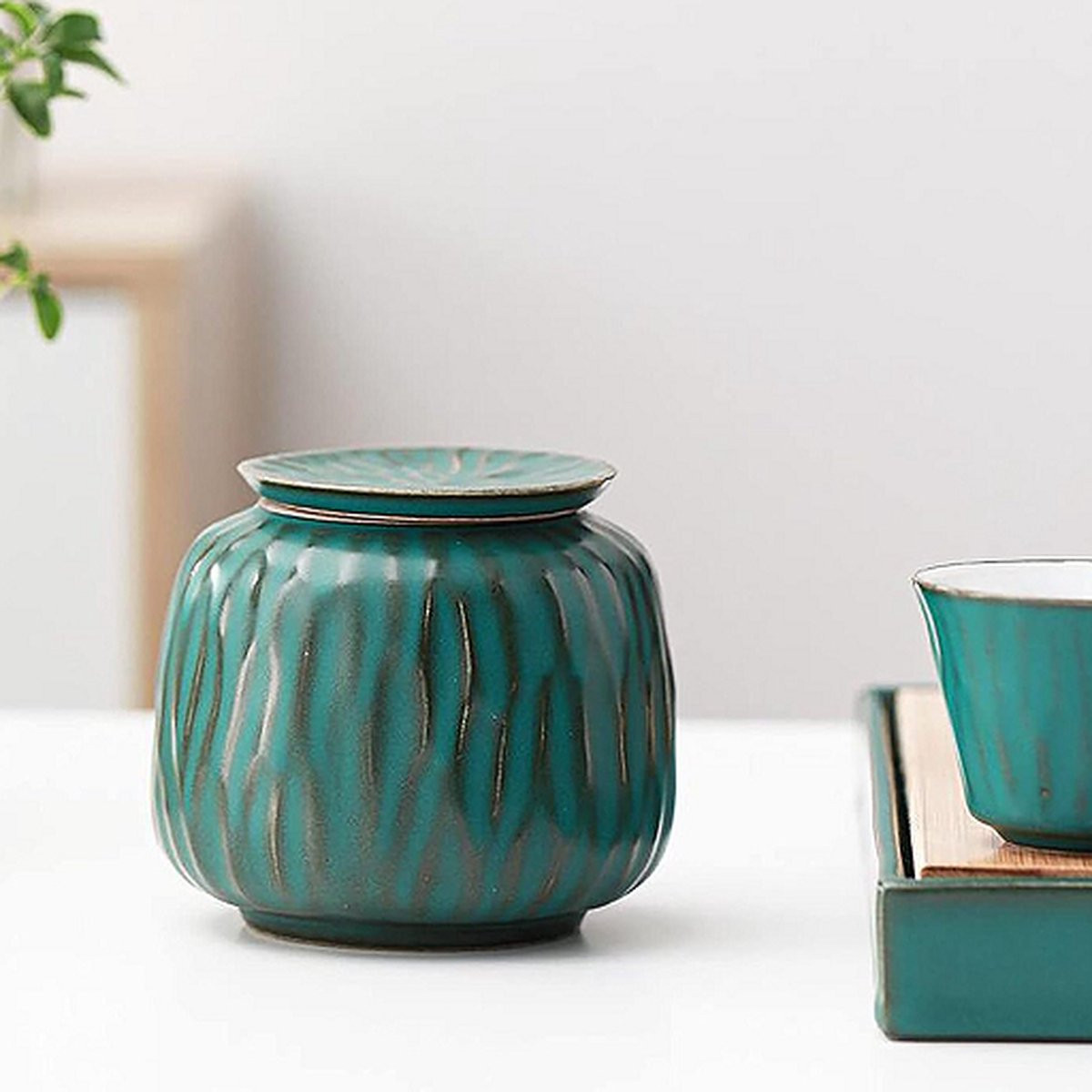 Luxe Begrafenis Urn Groen - 350 ml - Voor Menselijk As of Huisdieren