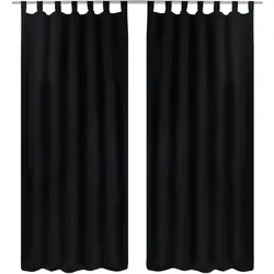 vidaXL Vorhänge Gardinen aus Satin 2-teilig  140 x 225 cm Schwarz