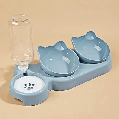 Inspire Curations AquaTilt 3 in 1 Cat Food & Water Bowl Station blue xxl
