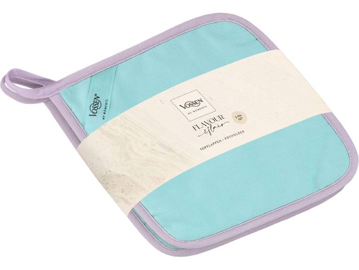 Topflappen VOSSEN SET Oven Chic 2x Topflappen , blau (dreamy blau), B:20cm L:20cm, Obermaterial: 100% Baumwolle, Topflappen, Topflappen, mit Silikonbeschichtung im Lobster-Design, Hitzebeständig bis 250
