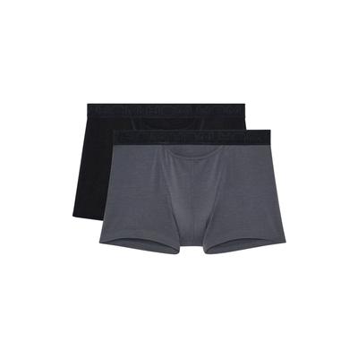 Boxershorts HOM "Boxershort HOM Boxerlines 2 2er Pack", Herren, Gr. XL, bunt (schwarz, grau), Obermaterial: 95% Baumwolle CO. 5% Elasthan EL., Unterhosen