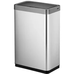 Proregal Sensor-Abfallbehälter aus mattem Edelstahl | 20+20 Liter, HxBxT 64,8x47x28cm | zwei Kunststoff-Inneneimer | Automatische Öffnung/Schließung | Silber