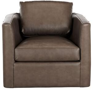 Kerstin Leather Swivel Chair - Navy Leather - Ballard Designs