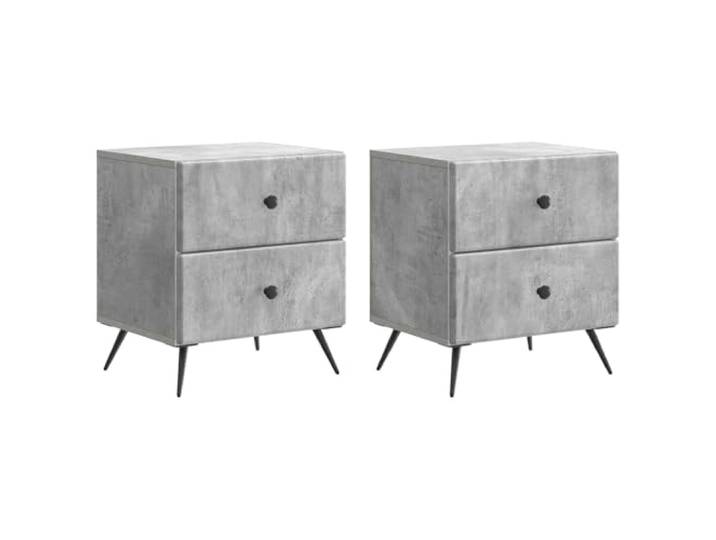 Coespram Nachttisch 2er Set Betongrau 43x34,5x47,5 cm Holzwerkstoff Kompakter Nachtschrank im 2er-Set in Betongrau für Schlafzimmer und Gästezimmer, mit reichlich Stauraum für Ordnung.