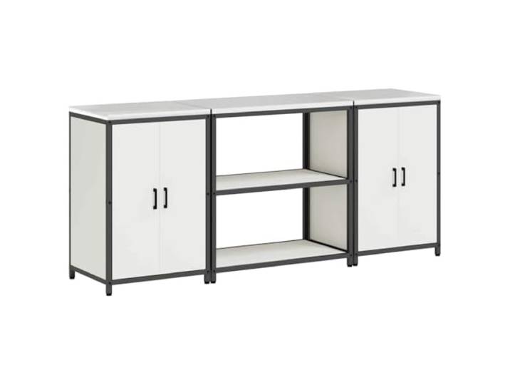 GPWERSDF Aufbewahrungsset Küche HATTEM 3 pcs Weiß Stahlkonstruktion, Mehrere Regale, Industrieller Stil, Einfache Montage, Für Töpfe und Vorräte