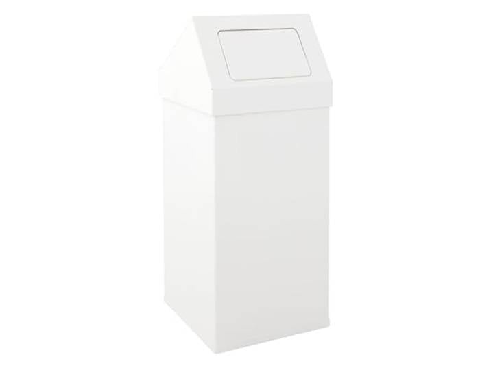 PROREGAL Eckiger Aluminium Abfallbehälter Haiti mit Push-Deckel 55 Liter, HxBxT 77x30x30cm Weiß