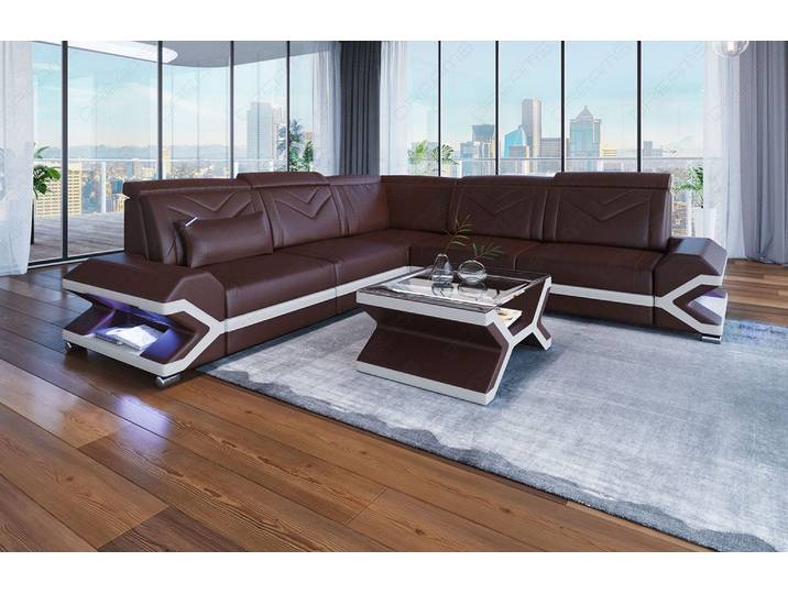 Mini Couch Sorrento L-Form in Leder