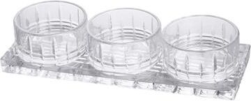 Lorren Home Trends Crystal Clear Glass Serving Set with 4 Bowls and Tray, 13 x 4.5 Inch Rectangular Tray, 4 Inch Round Bowls