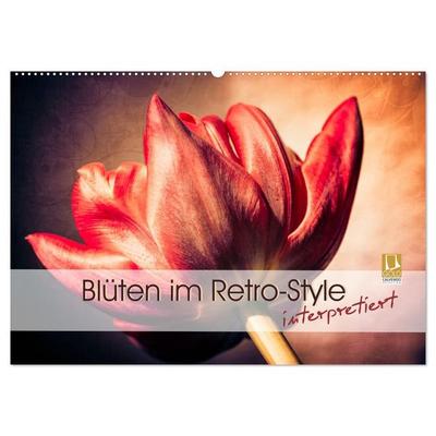 Blüten im Retro-Style (Wandkalender 2027 DIN A2 quer), CALVENDO Monatskalender