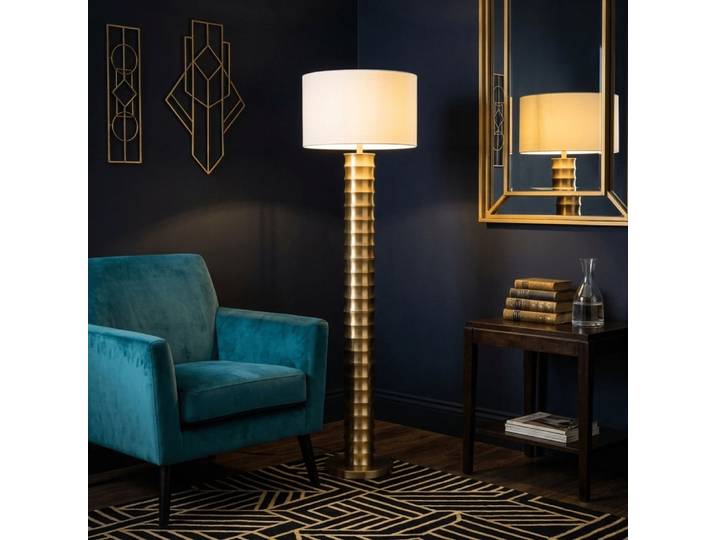 Lampadaire en acier et polyester doré 46x46x158 cm