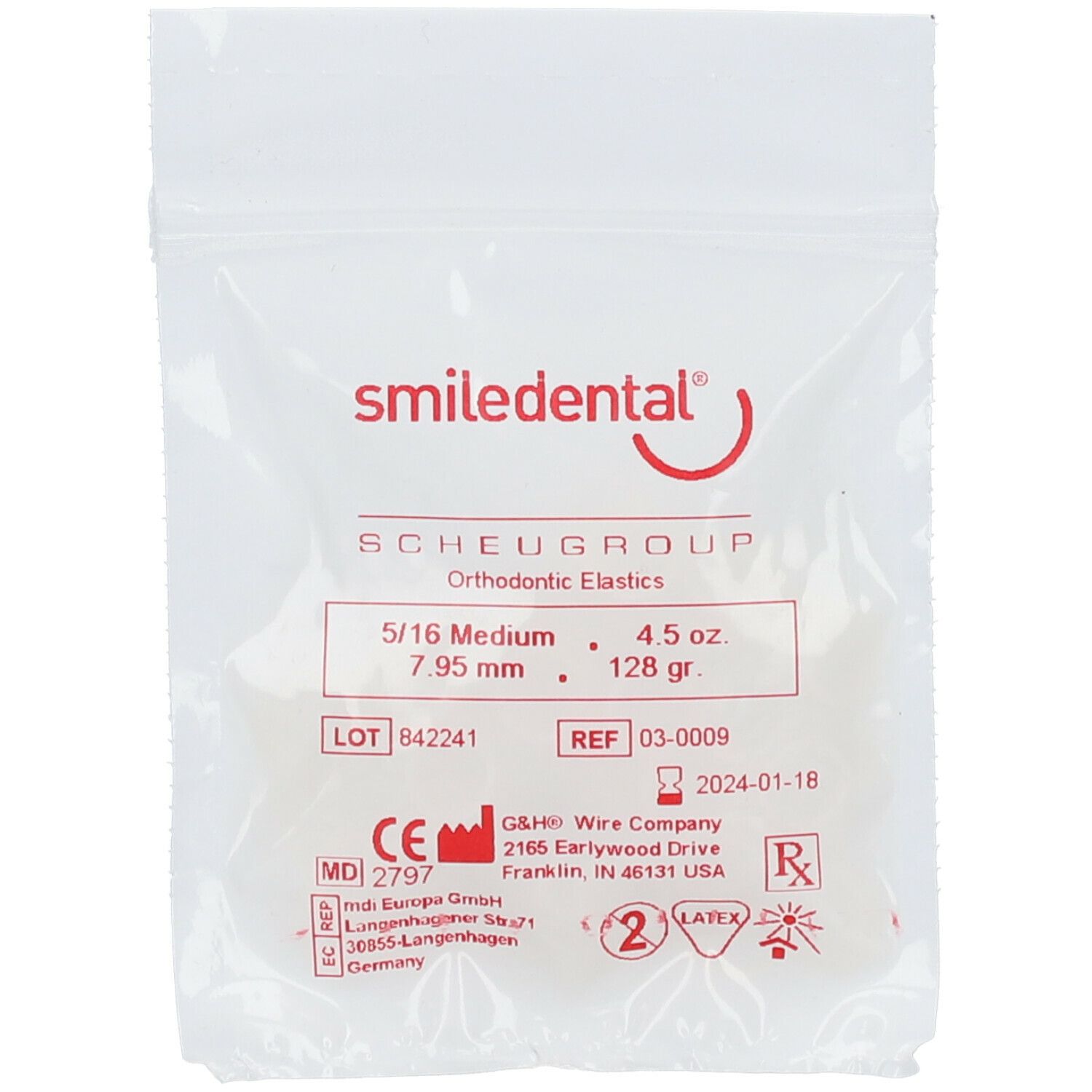 Zahnspangengummis 5/16 med.naturfarb.7,95 mm Latex 100 St Zubehör