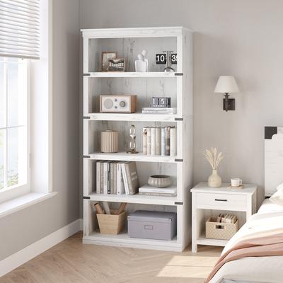 Garvee Modern Bookcase, Freestanding Wooden Bookshelf with Open Compartments, Display Storage Shelves for Office or Library