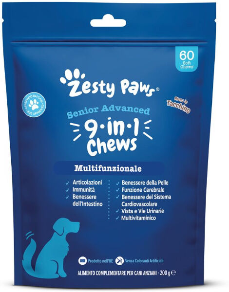 Health And Happiness Zesty Paws Senior Advanced 9-In-1 Al Tacchino 60 Chews