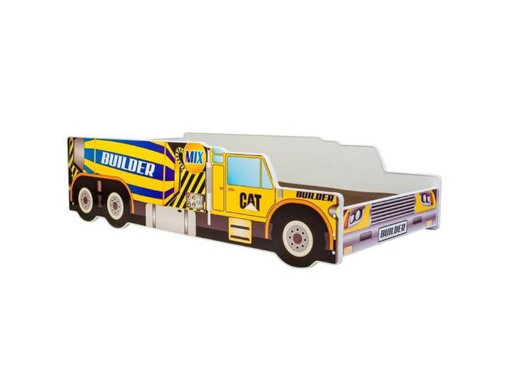 Lit enfant « CAMION-BÉTONNIÈRE » sommier avec matelas 140x70 cm.