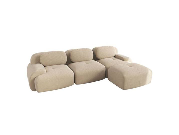 Canapé d angle modulaire sans cadre en velours côtelé beige
