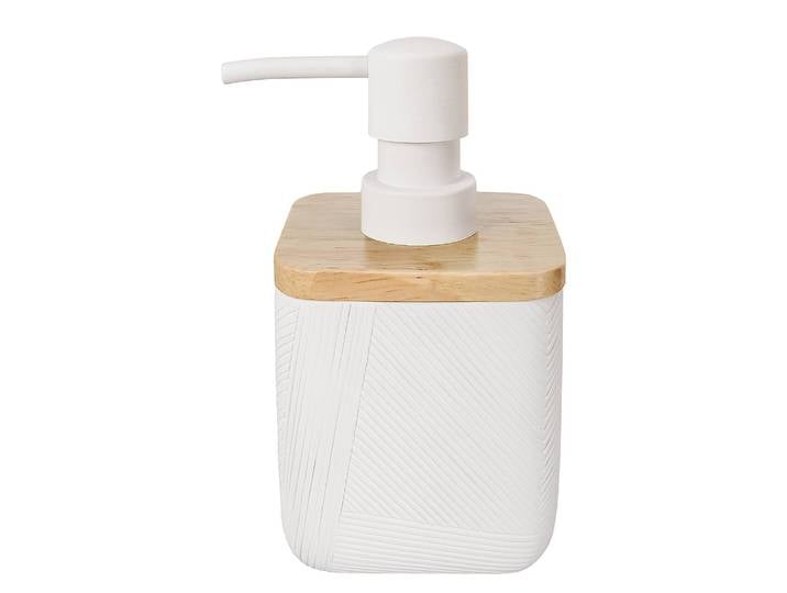 Distributeur de savon Crossover Polyrésine / Bambou Blanc/Blanc 8 x 15 x 8cm