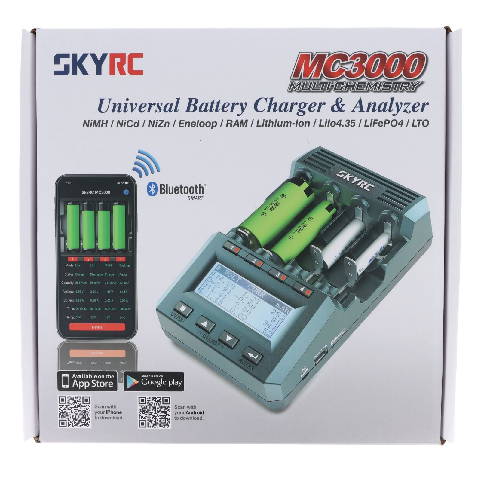SkyRC MC3000 Universele oplader en analyzer met app-besturing