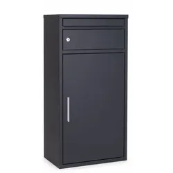 Relaxdays Standbriefkasten mit Paketfach Anthrazit,Silber