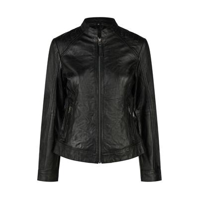 Lederjacke APPLE OF EDEN "Apple of Eden Lederjacke", Damen, Gr. 34, schwarz, Obermaterial: 100% Lammleder LEL., uni, regular fit, Rundhals, Jacken, aus weichem Leder