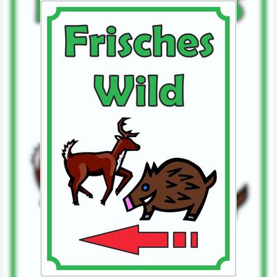 HB-Druck Frisches Wild Aufkleber Hochkant mit Pfeil links A0 (841x1189mm)