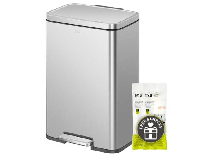 EKO Madison Abfalleimer aus mattem Edelstahl, 50 Liter, mit Innenfutter, resistent gegen Fingerabdrücke
