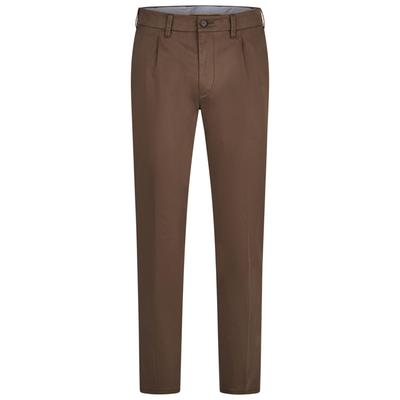 Chinohose BRÜHL "Barry", Herren, Gr. 25, EURO-Größen, braun, 98% Baumwolle, 2% Elasthan, unifarben, lang, Hosen Chinohose, mit Bundfalten