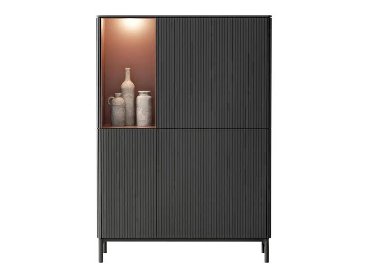 Highboard Ron, Edition, rostrot/schwarz, Holz