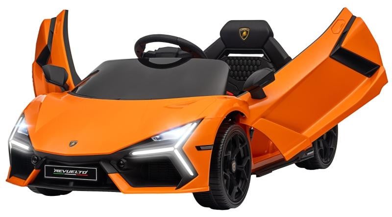 Moonbite elektrische kinderauto sportwagenmodel met schuifdeuren en afstandsbediening, oranje