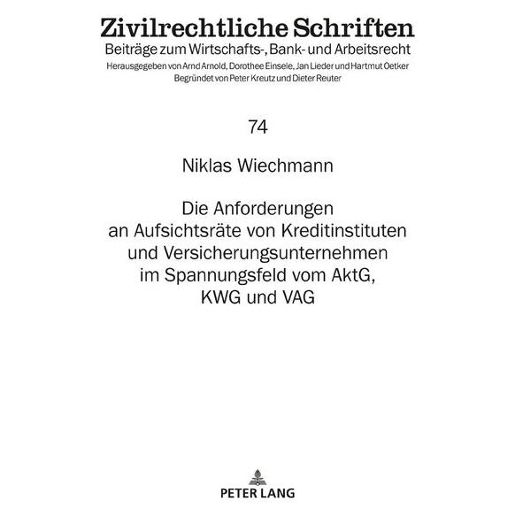 Peter Lang Wiechmann:Die Anforderungen an Aufsicht (67839802)